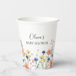 Gobelets En Papier baby shower à fleurs d'aquarelle fleur sauvage