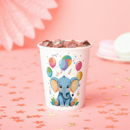 Gobelets En Papier Baby shower adorable Baby Elephant Ballons