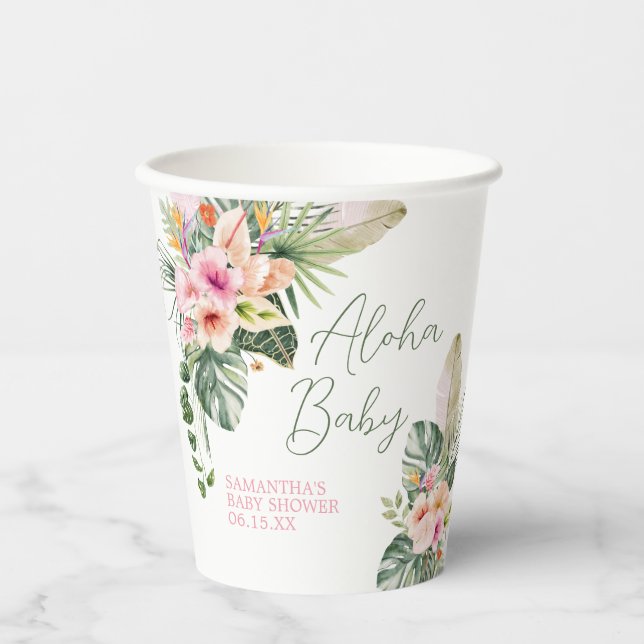 Gobelets En Papier Baby shower Aloha (Recto)