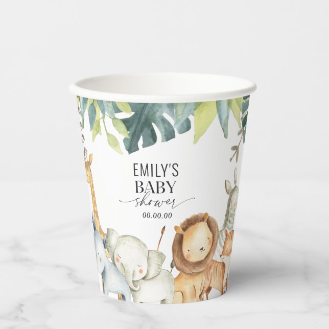Gobelets En Papier Baby shower animal de la jungle Safari neutre genr (Recto)
