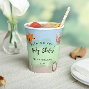 Gobelets En Papier Baby Shower animaux de la forêt