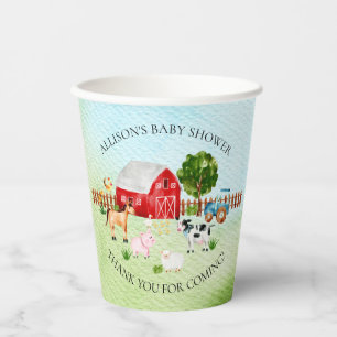 Gobelets En Papier Baby shower Animaux de la grange