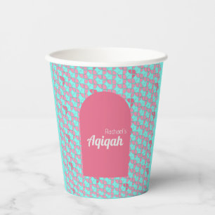 Gobelets En Papier BABY SHOWER Aqiqa Turquoise rose