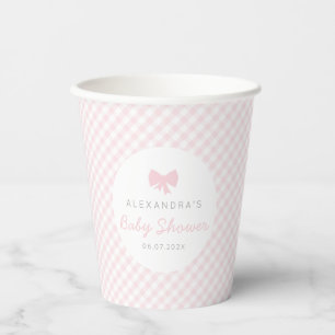 Gobelets En Papier Baby shower arc rose en vichy mignon