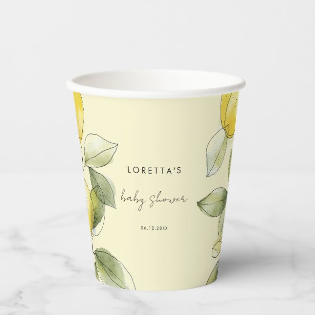 Gobelets En Papier Baby Shower au Citron (Recto)