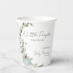 Gobelets En Papier Baby shower Automne Un Peu Citrouille Bleu