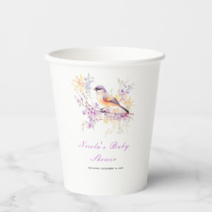 Gobelets En Papier Baby shower aux oiseaux mignons de printemps