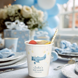 Gobelets En Papier Baby Shower Avion Fantaisiste Bienvenue au Petit G