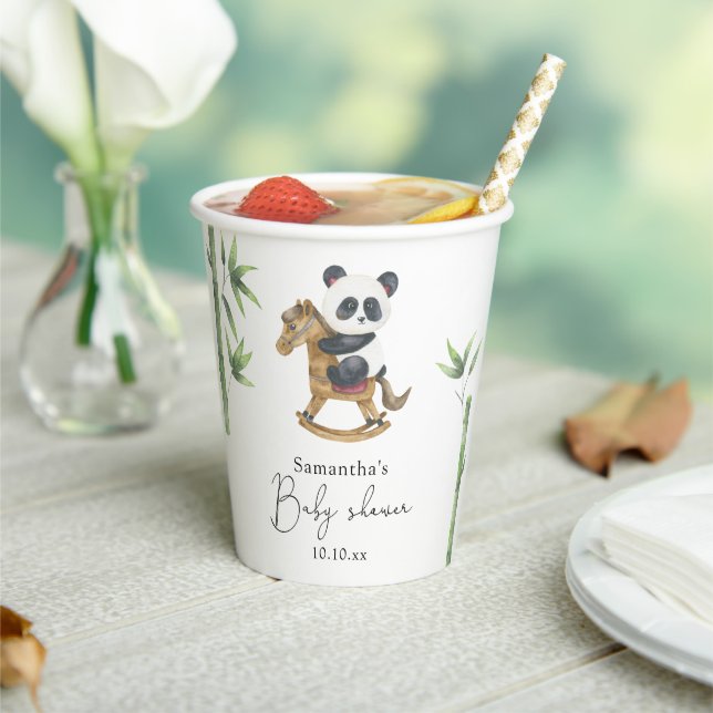 Gobelets En Papier Baby shower bambou et ours de panda (Insitu)