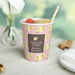 Gobelets En Papier Baby Shower Bee Motif Mignon Rose