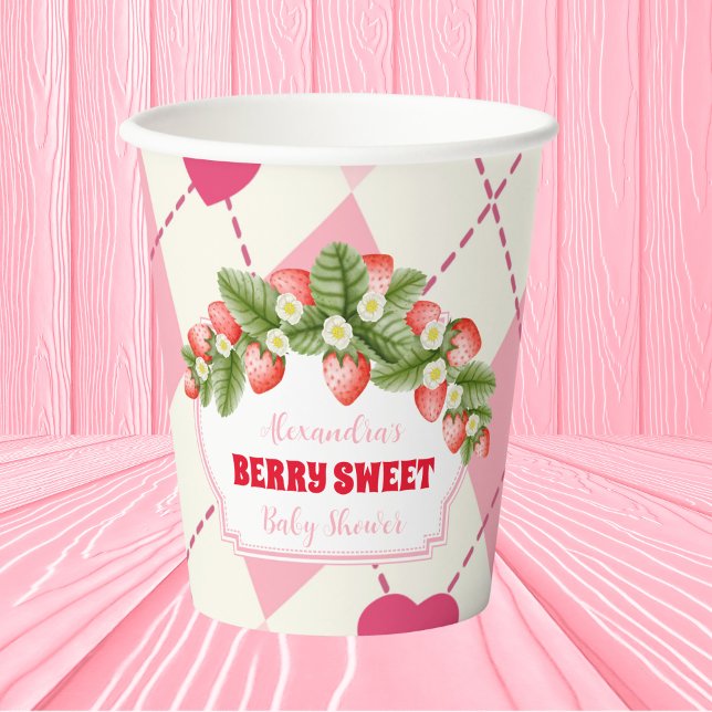 Gobelets En Papier Baby shower Berry Sweet Strawberry (Créateur téléchargé)