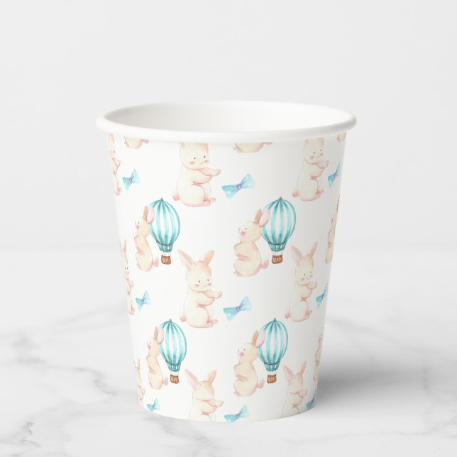 Gobelets En Papier Baby shower bleu Bunny Dreams (Recto)