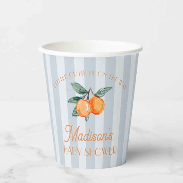 Gobelets En Papier Baby shower bleu Little Cutie Citrus (Recto)