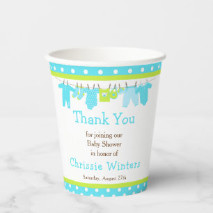 Gobelets En Papier Baby shower Blue and Green Baby Line
