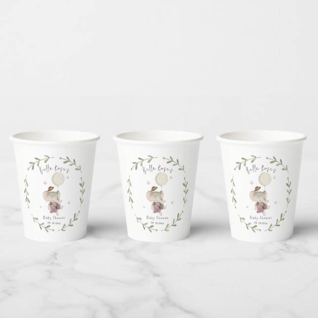 Gobelets En Papier Baby shower Boho Eléphant Fille Cutest (Multi)