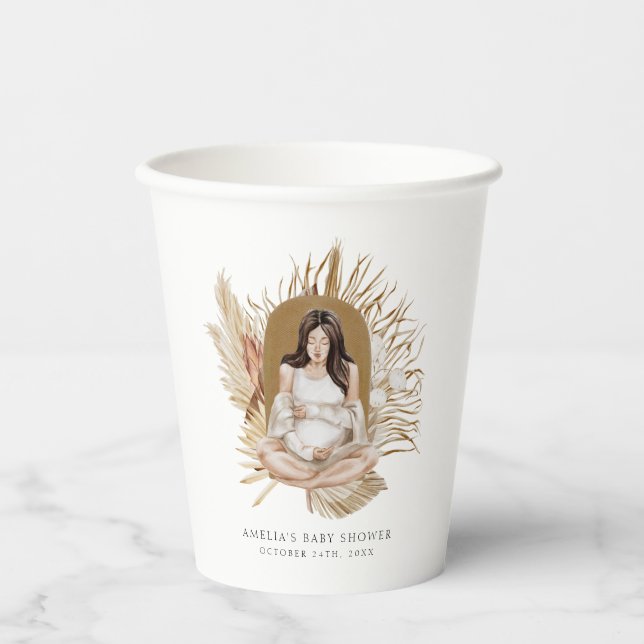 Gobelets En Papier Baby shower Boho Florals (Recto)