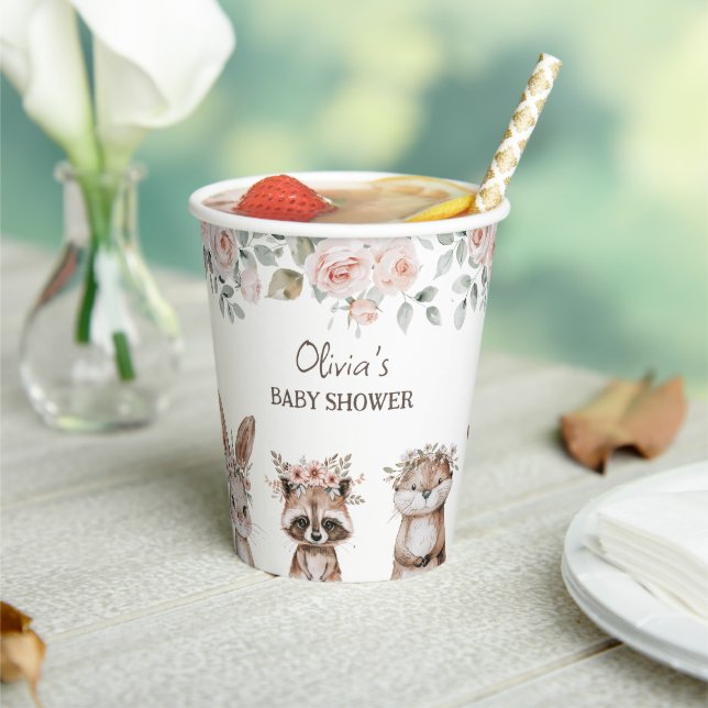 Gobelets En Papier Baby shower Boho Woodland Animaux (Insitu)