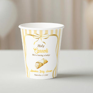Gobelets En Papier Baby Shower Cannoli Saint Italien Ruban Jaune