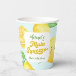 Gobelets En Papier Baby shower citron jaune et bleu