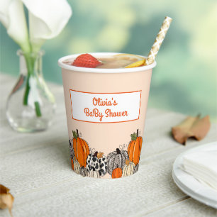 Gobelets En Papier Baby shower Citrouille Boho Fall