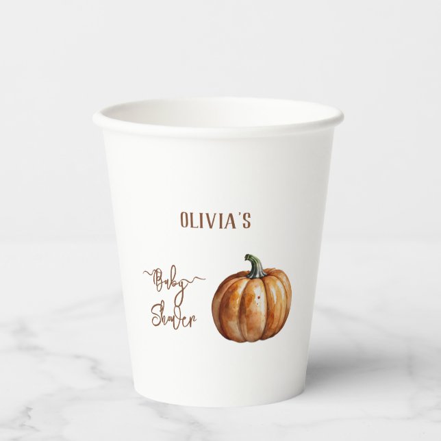 Gobelets En Papier Baby shower Citrouille de Fall Little (Recto)