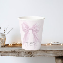 Gobelets En Papier Baby shower coquette pour fille rose personnalisée