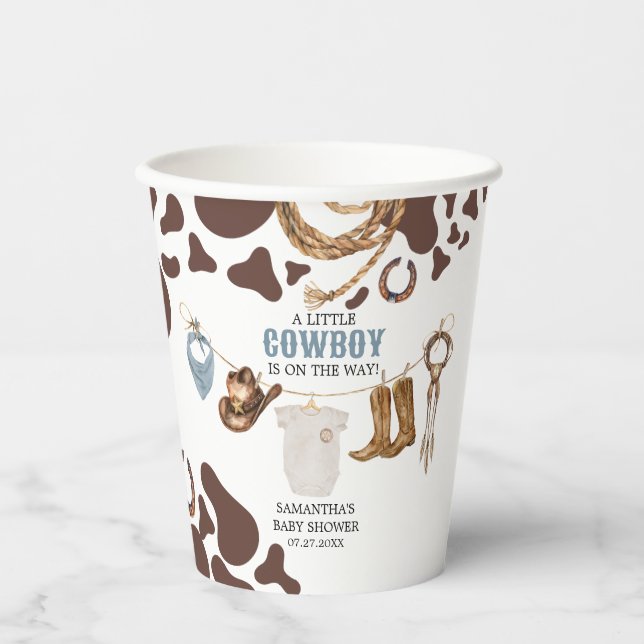 Gobelets En Papier Baby shower Cowboy (Recto)