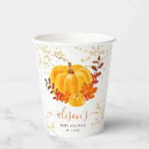 Baby shower d'aquarelle citrouille or mignon