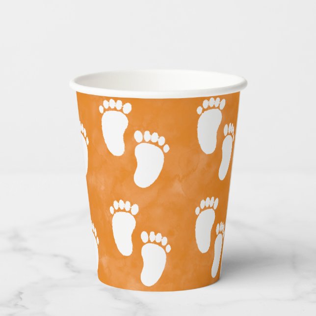 Gobelets En Papier Baby shower d'aquarelle d'automne Motif d'empreint (Verso)