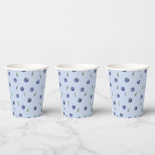 Gobelets En Papier Baby shower d'aquarelle de bleuet moderne (Multi)