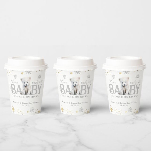 Gobelets En Papier Baby shower d'attente moderne d'hiver Bienvenue (Multi)