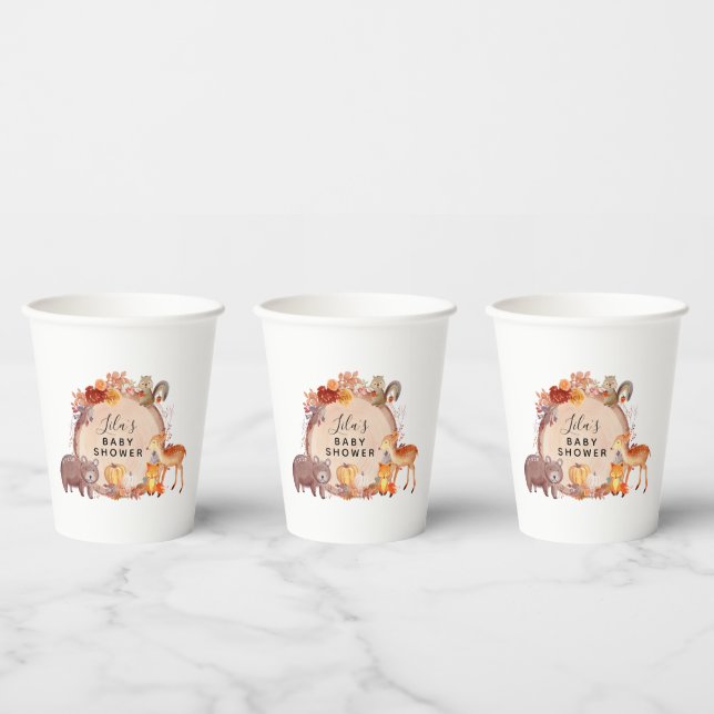 Gobelets En Papier Baby shower d'automne de Woodland (Multi)