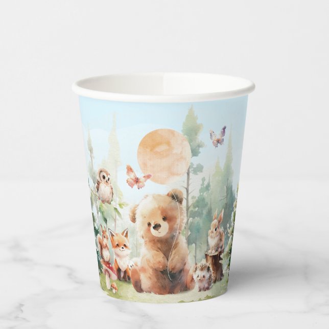 Gobelets En Papier Baby shower de bois de Beary Cute (Gauche)