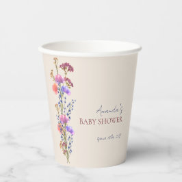 Gobelets En Papier Baby shower de bouquet floral en acrylique beige r