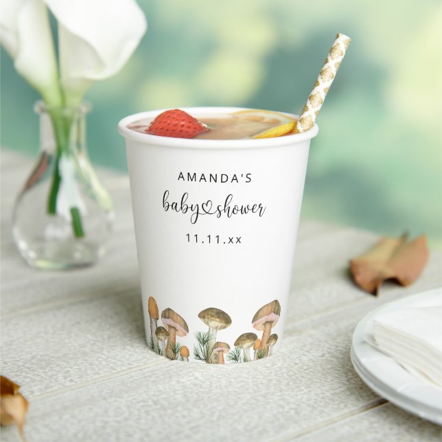 Gobelets En Papier Baby shower de champignons forestiers (Insitu)