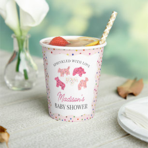 Gobelets En Papier Baby shower de cookies animaux congelés roses