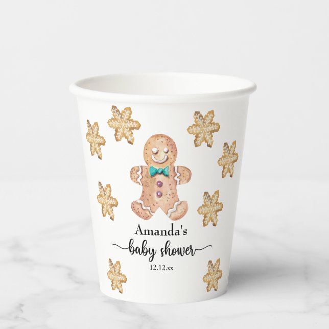 Gobelets En Papier Baby shower de cookies de Noël (Recto)