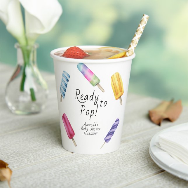 Gobelets En Papier Baby shower de couleur aquarelle Popsicle (Insitu)