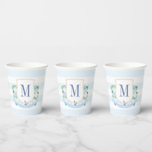 Gobelets En Papier Baby shower De Crête Côtière Bleu Et Blanc De Prep