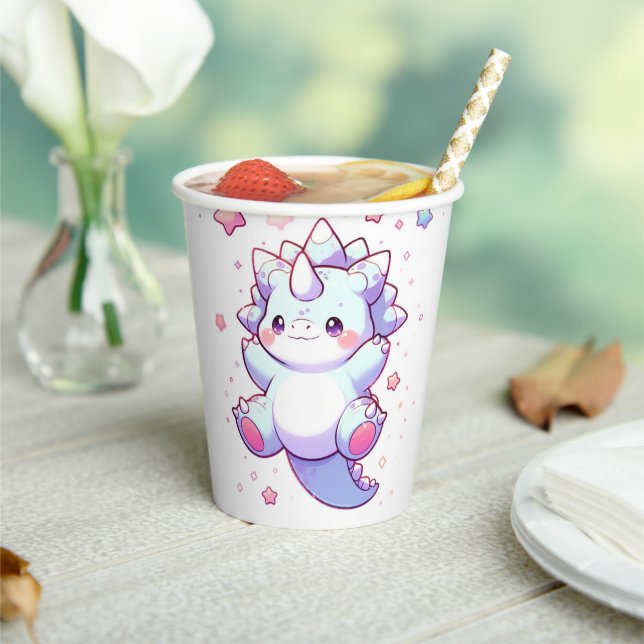 Gobelets En Papier Baby shower de dinosaure mou Whimsical (Insitu)