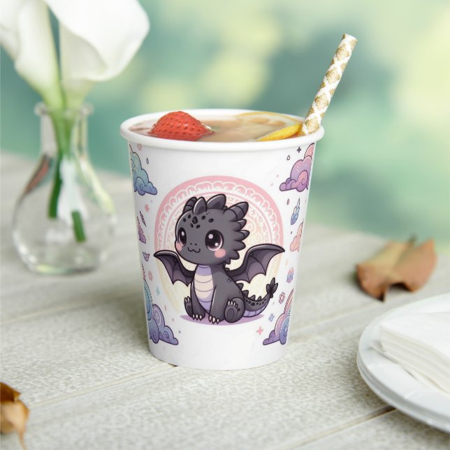 Gobelets En Papier Baby shower de dragon épais Whimsical (Insitu)