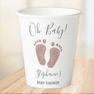 Gobelets En Papier Baby shower de fille de Parties scintillant rose