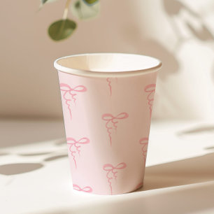 Gobelets En Papier Baby shower de fille minimaliste motif rose vif
