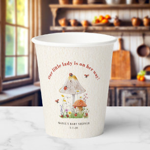 Gobelets En Papier Baby shower de fleurs de champignons de la petite 