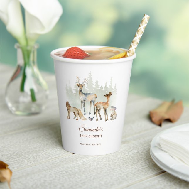 Gobelets En Papier Baby shower de forêt d'animaux (Insitu)