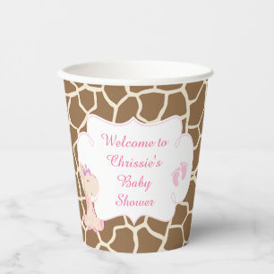 Gobelets En Papier Baby shower de Giraffe Rose Cute