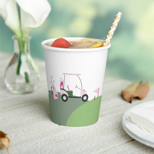 Gobelets En Papier Baby shower de golf moderne rose (Insitu)