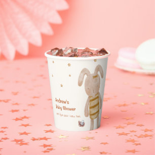 Gobelets En Papier Baby shower de jouet Boho Bunny minimaliste mignon