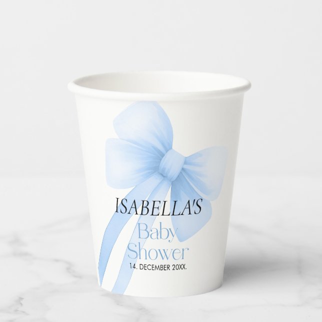 Gobelets En Papier Baby shower de la ceinture bleue (Recto)