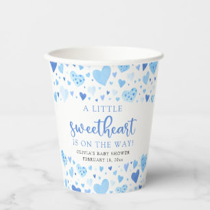 Gobelets En Papier Baby shower de la Saint Valentin Blue Little Sweet